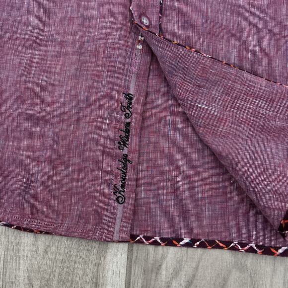 Robert Graham Shirt Mens Sz XL Pink Rose Linen Weave Heathered Button Up S/S - Picture 2 of 10